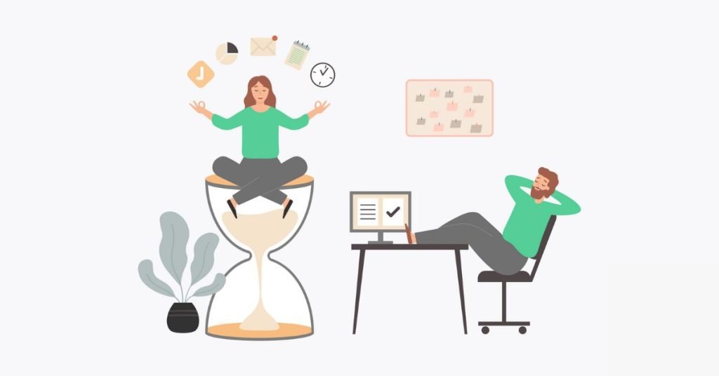 A person balancing work and life using time management and relaxation techniques A person balancing work and life using time management and relaxation techniques