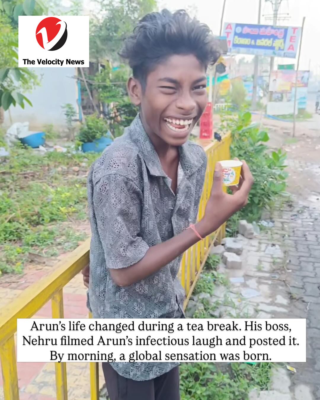 Arun Kumar smiling during tea break, viral video hero who overcame poverty to pass Class 10 exams. Arun Kumar smiling during tea break, viral video hero who overcame poverty to pass Class 10 exams.