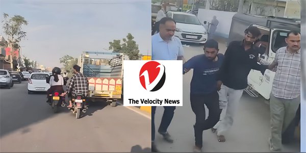 Viral video still of Jaipur police parading young men accused of harassing girls on the incident street amid crowd. Viral video still of Jaipur police parading young men accused of harassing girls on the incident street amid crowd.