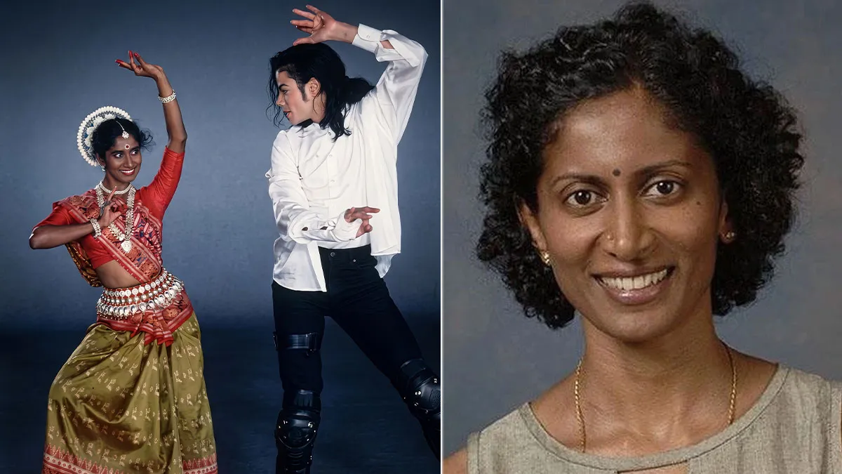 Yamuna Sangarasivam dancing with Michael Jackson in the Black or White music video. Yamuna Sangarasivam dancing with Michael Jackson in the Black or White music video.