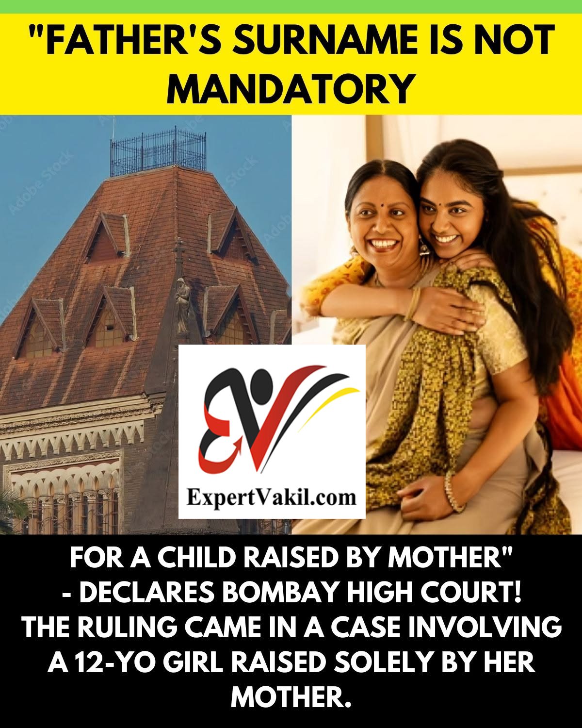 Bombay High Court building in Mumbai representing ruling on children raised solely by single mothers and school record name changes.